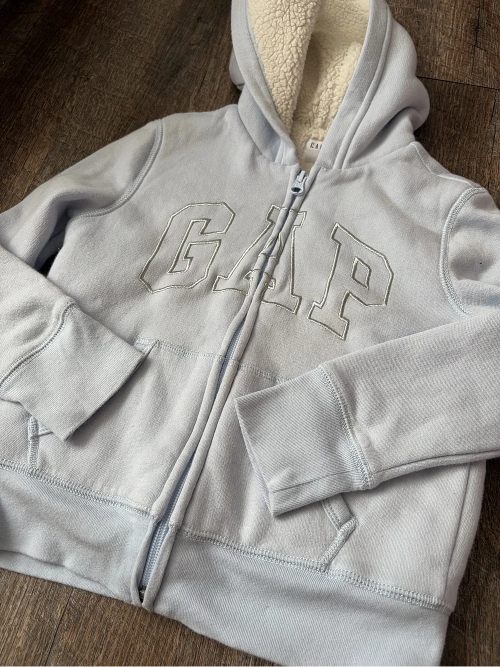 GAP Light Blue Sherpa Hoodie Jacket